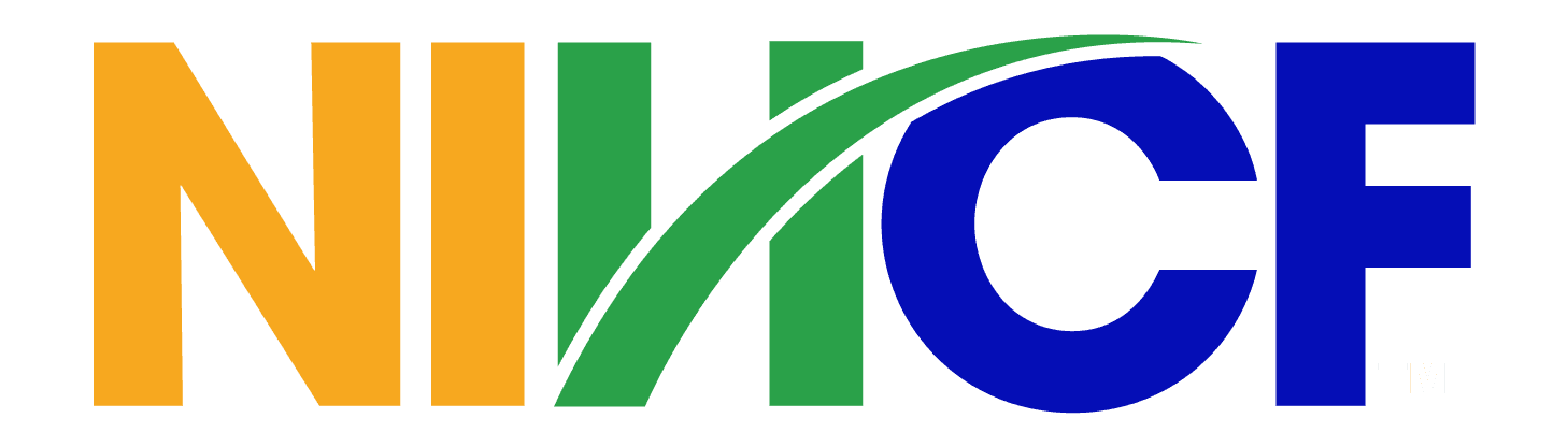 NIICF logo with orange N and I on the left, green swoosh, and blue C and F on the right.